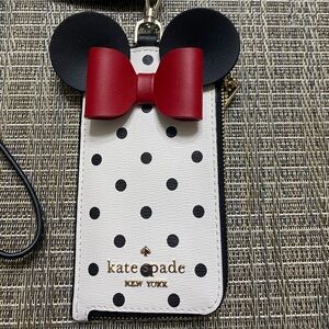Kate Spade Minnie Mouse Card Holder/Wallet with Lanyard.